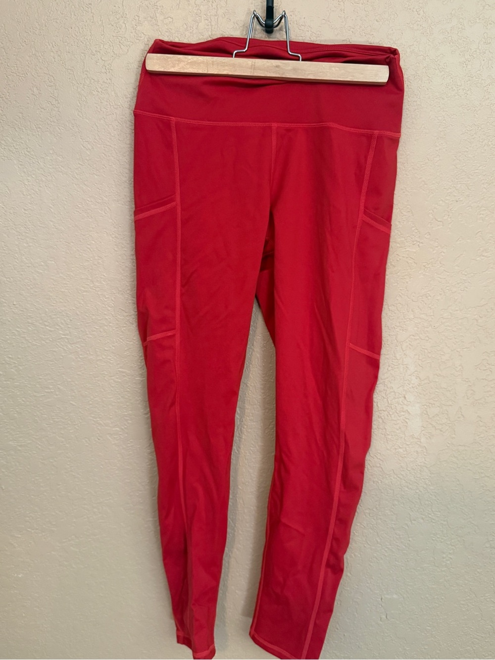 Fabletics Bright Red High-Rise Leggings with Side Pockets